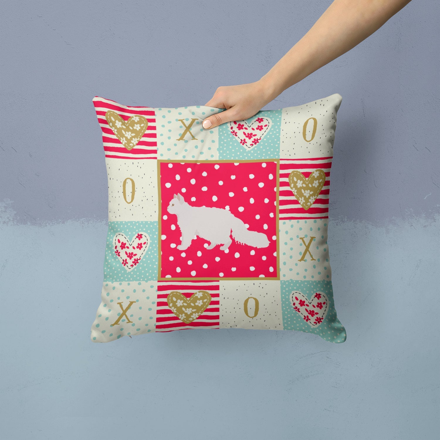 Oregon Rex #2 Cat Love Decorative Throw Pillow 14x14 Indoor Outdoor Accent Cushion, Fabric Cover with Insert for Sofa, Bed, Porch & Living Room