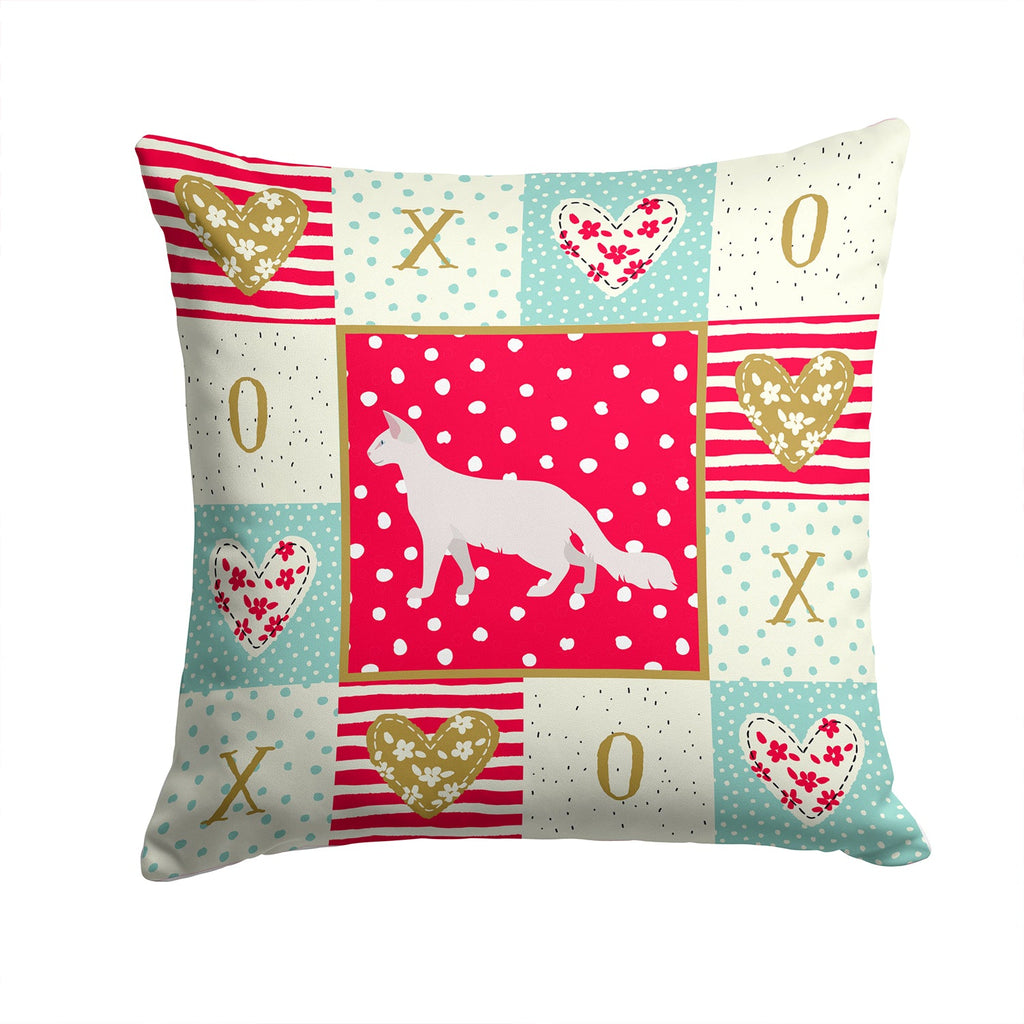 Oriental Longhair Cat Love Decorative Throw Pillow 14x14 Indoor Outdoor Accent Cushion, Fabric Cover with Insert for Sofa, Bed, Porch & Living Room
