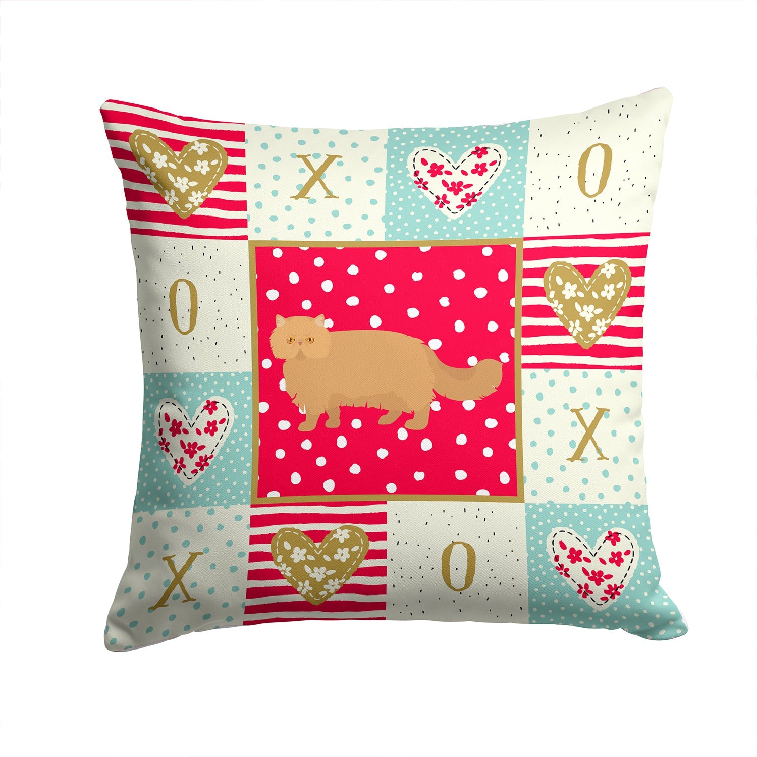 Persian Modern Cat Love Decorative Throw Pillow 14x14 Indoor Outdoor Accent Cushion, Fabric Cover with Insert for Sofa, Bed, Porch & Living Room