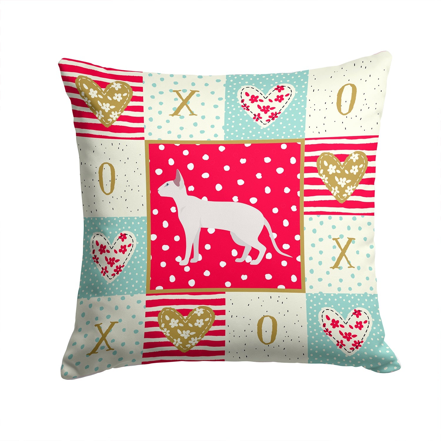 Peterbald #1 Cat Love Decorative Throw Pillow 14x14 Indoor Outdoor Accent Cushion, Fabric Cover with Insert for Sofa, Bed, Porch & Living Room