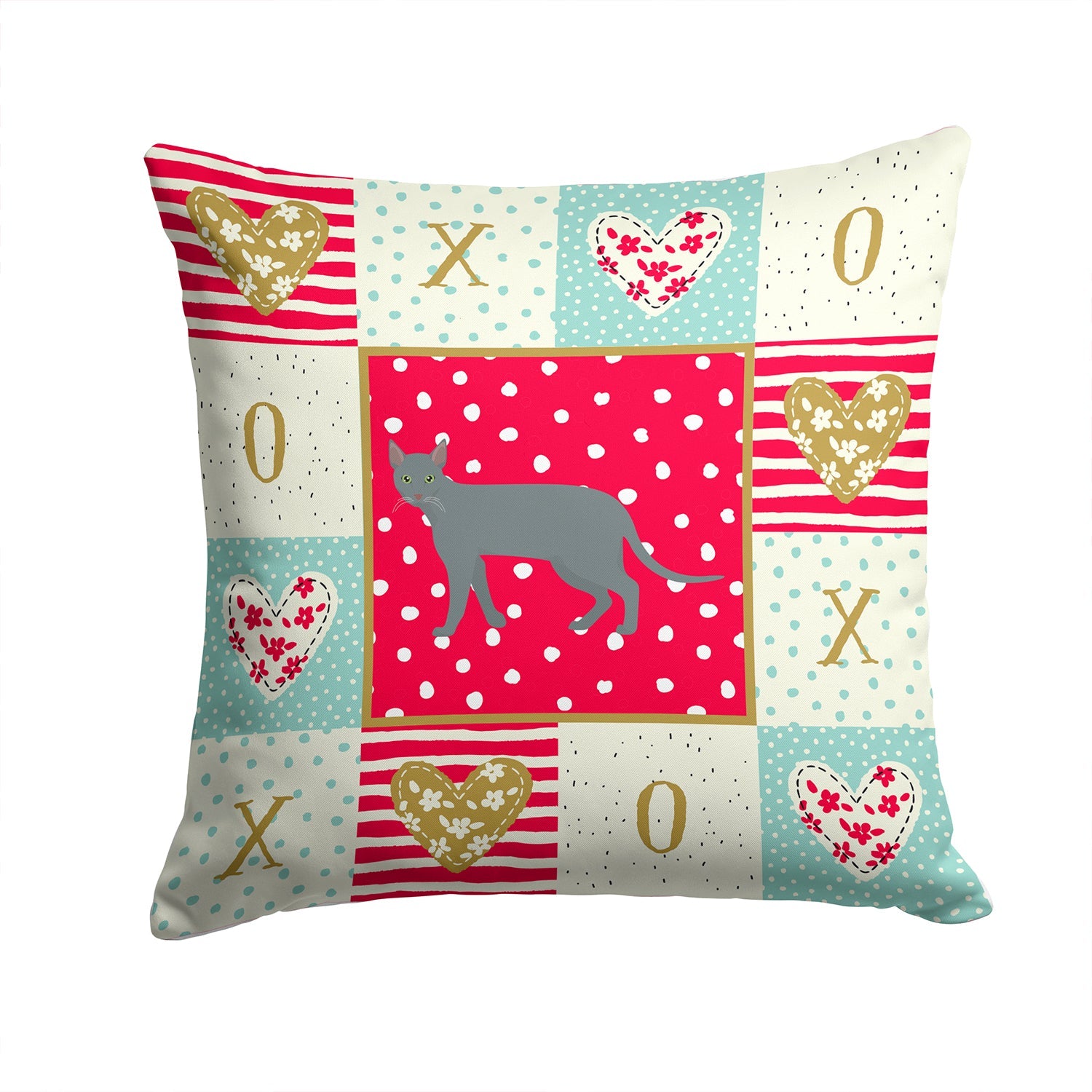 Raas Cat Love Decorative Throw Pillow 14x14 Indoor Outdoor Accent Cushion, Fabric Cover with Insert for Sofa, Bed, Porch & Living Room