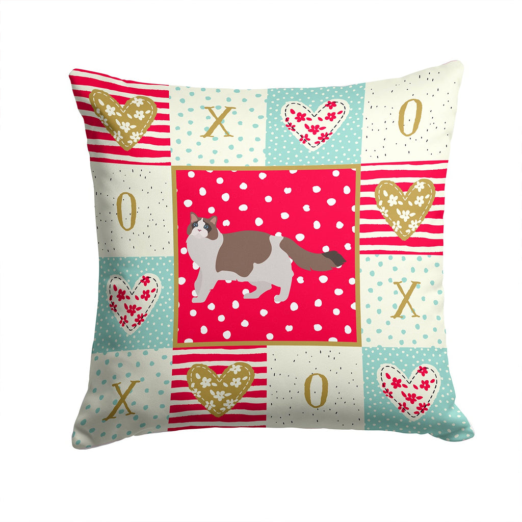 Ragdoll #3 Cat Love Decorative Throw Pillow 14x14 Indoor Outdoor Accent Cushion, Fabric Cover with Insert for Sofa, Bed, Porch & Living Room