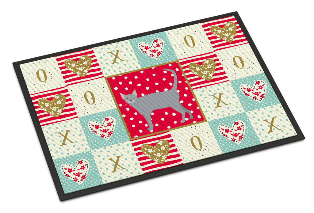 Russian Blue #1 Cat Love Doormat Indoor Outdoor 24H X 36W Front Door Mat Rugs for Entryway, Non Slip Washable Low Pile,