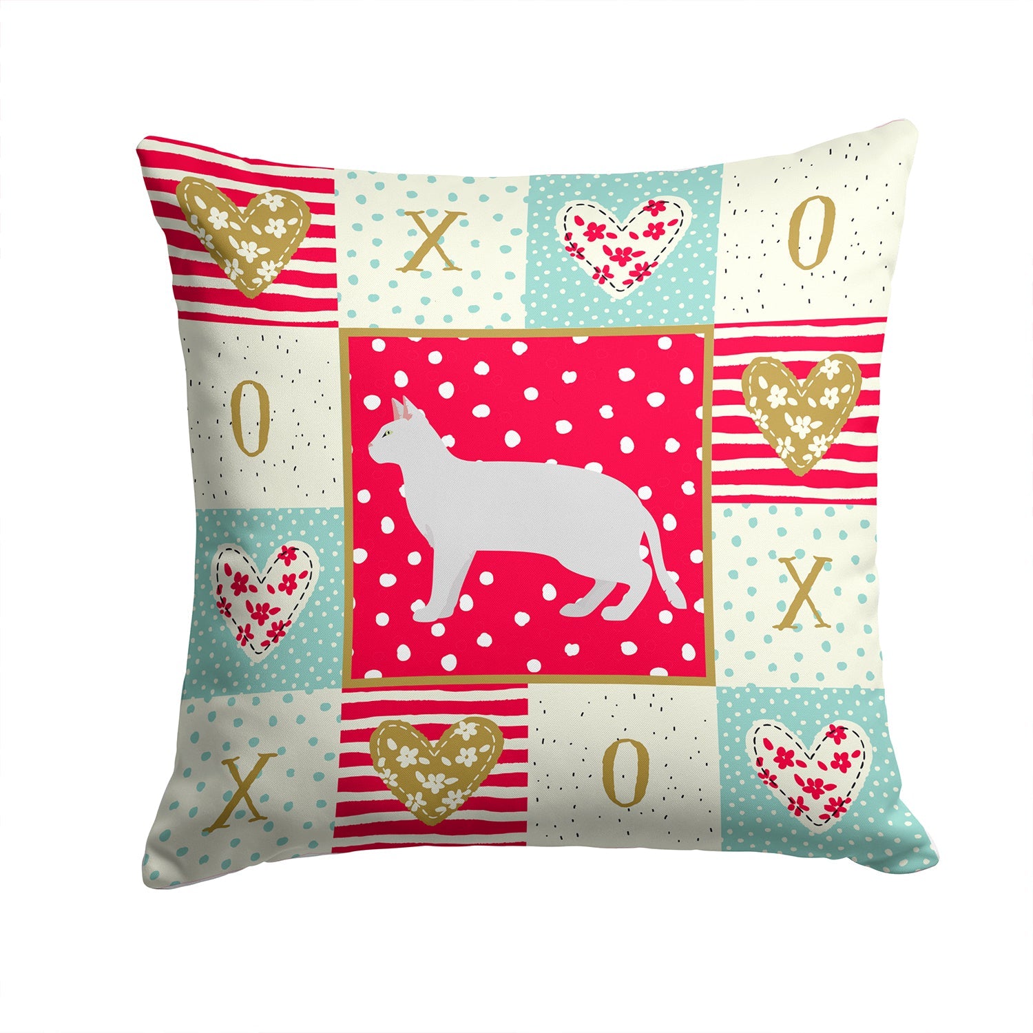 Russian White Black #2 Cat Love Decorative Throw Pillow 14x14 Indoor Outdoor Accent Cushion, Fabric Cover with Insert for Sofa, Bed, Porch & Living Room