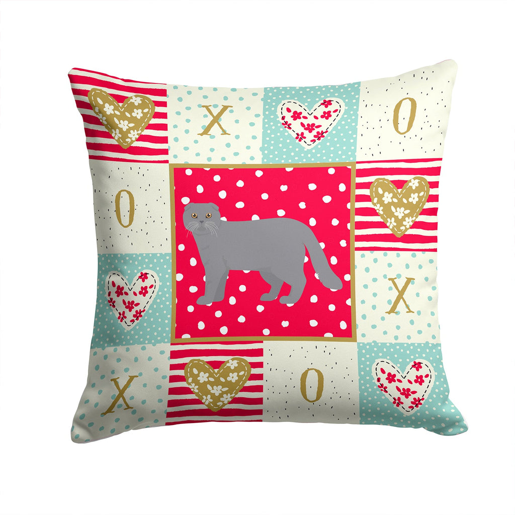 Scottish Fold #1 Cat Love Decorative Throw Pillow 14x14 Indoor Outdoor Accent Cushion, Fabric Cover with Insert for Sofa, Bed, Porch & Living Room