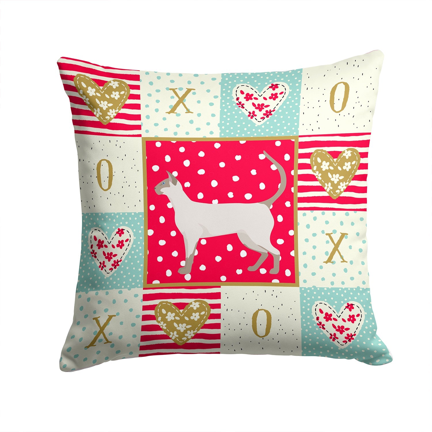 Siamese modern #1 Cat Love Decorative Throw Pillow 14x14 Indoor Outdoor Accent Cushion, Fabric Cover with Insert for Sofa, Bed, Porch & Living Room