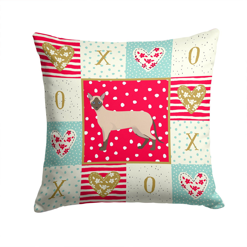 Siamese Modern #2 Cat Love Decorative Throw Pillow 14x14 Indoor Outdoor Accent Cushion, Fabric Cover with Insert for Sofa, Bed, Porch & Living Room