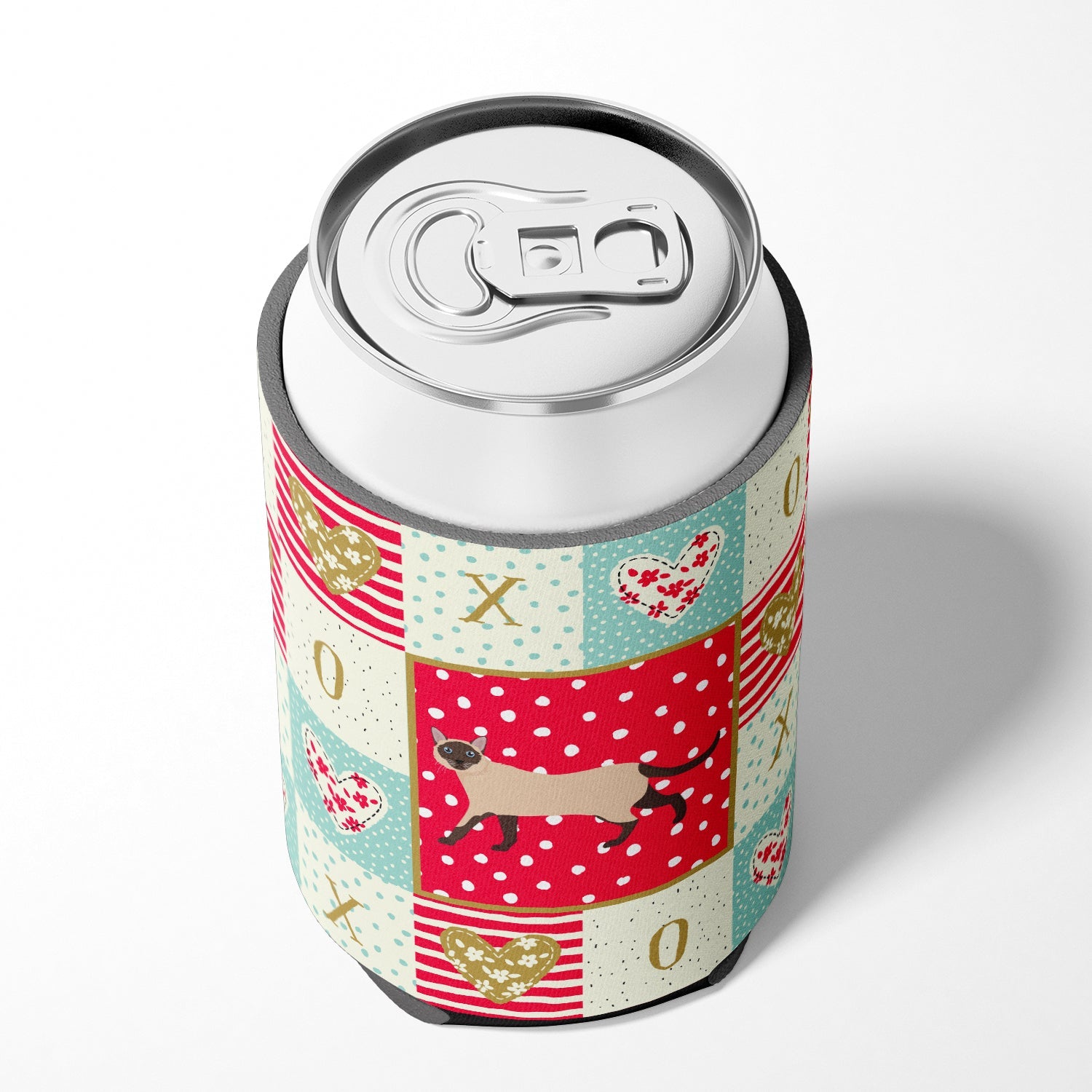Siamese Traditional #2 Cat Love Can or Bottle Hugger Cooler Sleeve for Standard 12 oz Cans, Insulated Foam Beer & Soda Can Hugger Reusable