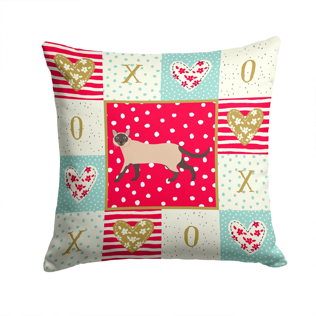 Siamese Traditional #2 Cat Love Decorative Throw Pillow 14x14 Indoor Outdoor Accent Cushion, Fabric Cover with Insert for Sofa, Bed, Porch & Living Room