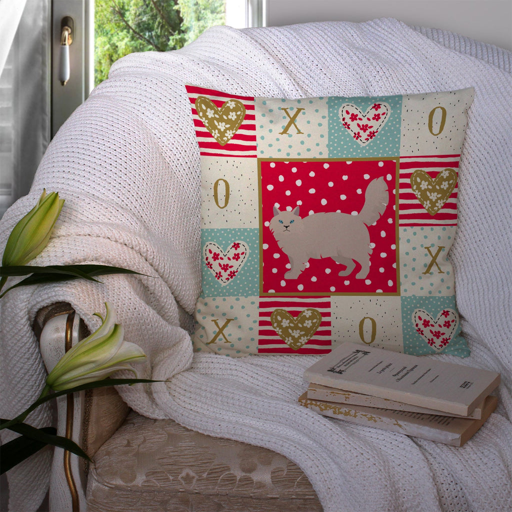 Siberian Forest #2 Cat Love Decorative Throw Pillow 14x14 Indoor Outdoor Accent Cushion, Fabric Cover with Insert for Sofa, Bed, Porch & Living Room