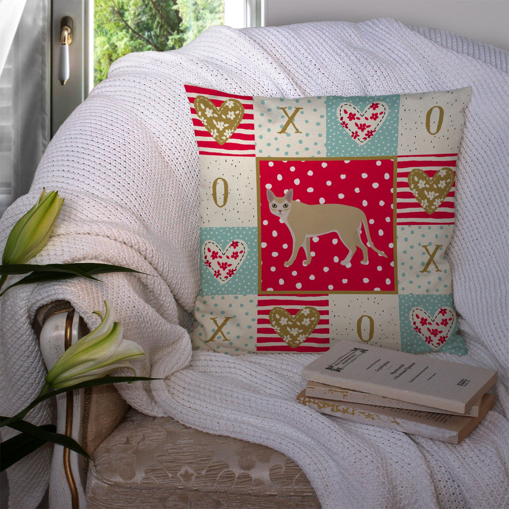 Singapura Cat Love Decorative Throw Pillow 14x14 Indoor Outdoor Accent Cushion, Fabric Cover with Insert for Sofa, Bed, Porch & Living Room