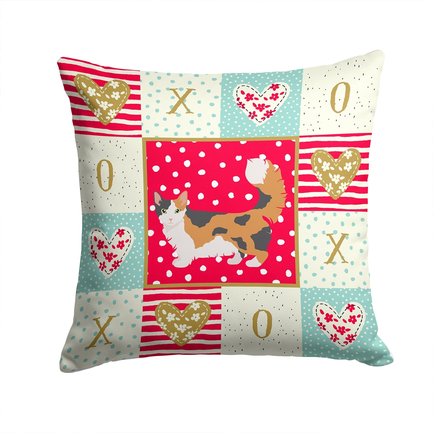 Skookum Cat Love Decorative Throw Pillow 14x14 Indoor Outdoor Accent Cushion, Fabric Cover with Insert for Sofa, Bed, Porch & Living Room