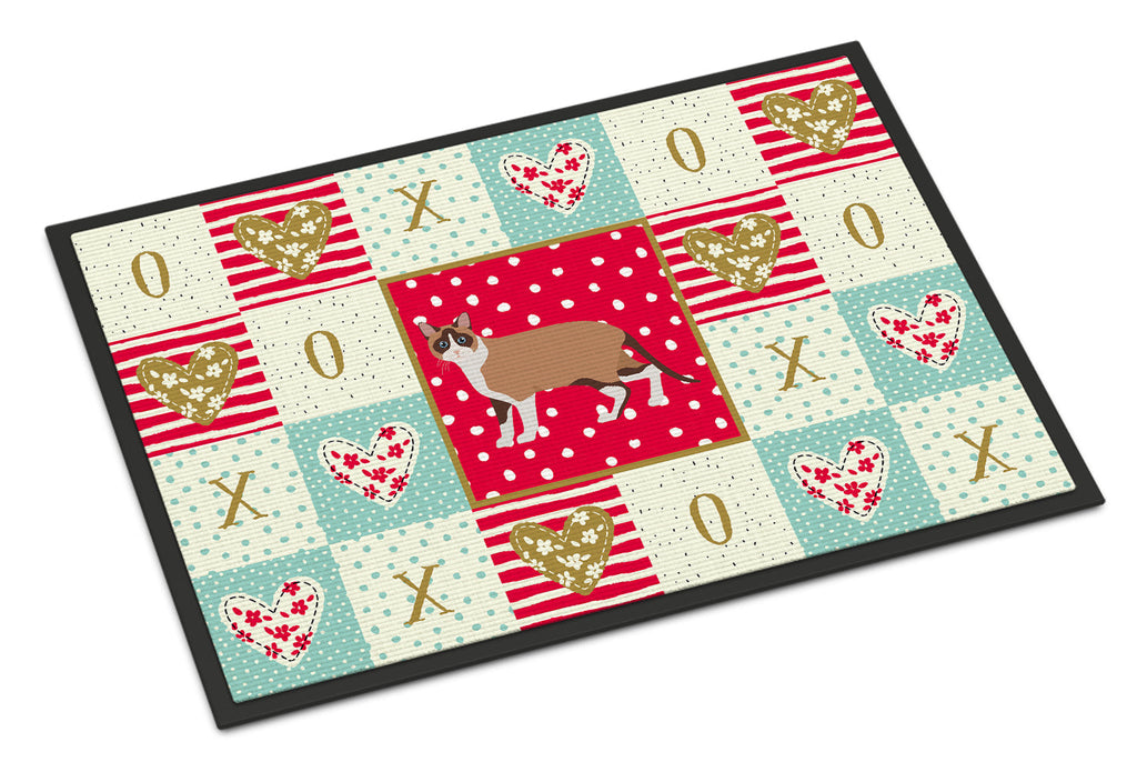 Snowshoe Cat Love Doormat Indoor Outdoor 18H X 27W Front Door Mat Rugs for Entryway, Non Slip Washable