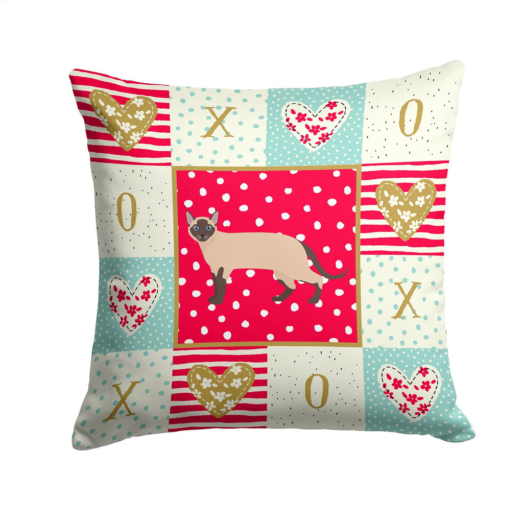 Tonkinese Cat Love Decorative Throw Pillow 14x14 Indoor Outdoor Accent Cushion, Fabric Cover with Insert for Sofa, Bed, Porch & Living Room