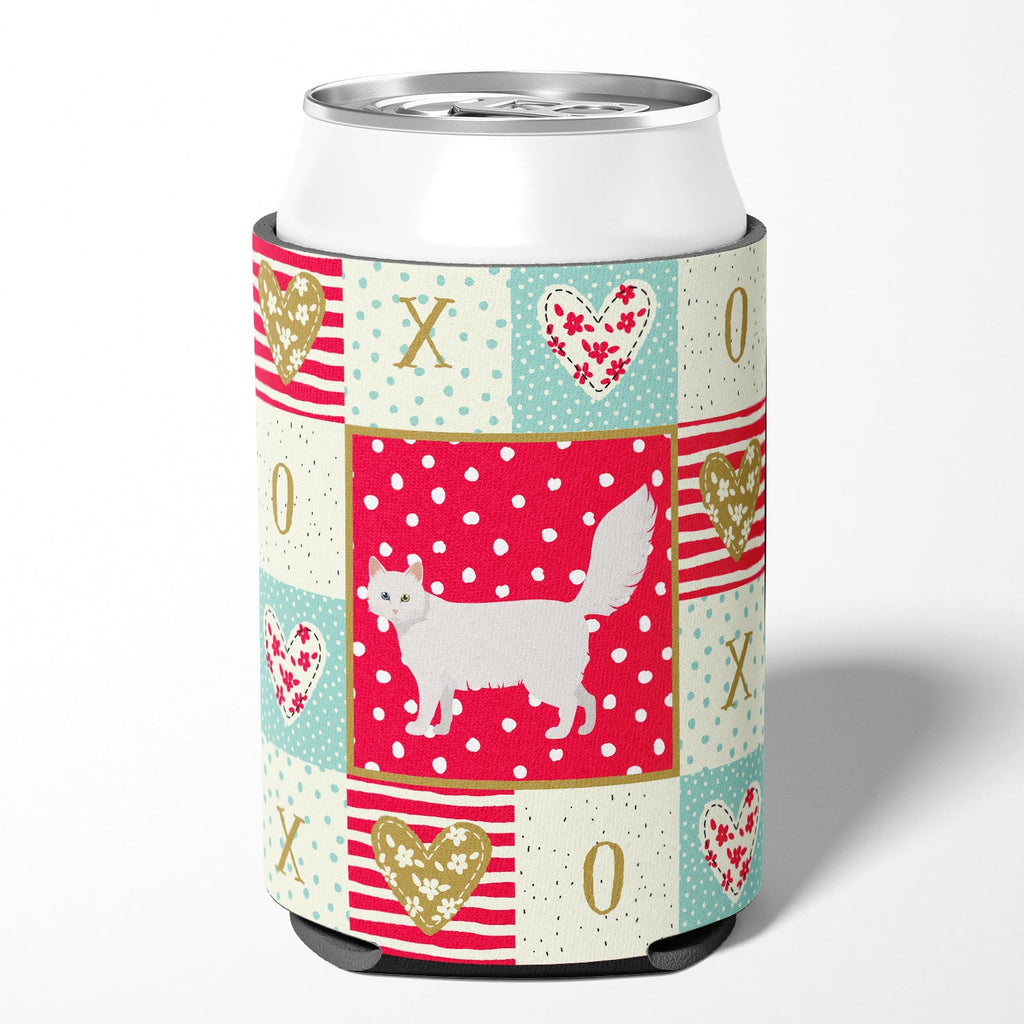 Turkish Angora Cat Love Can or Bottle Hugger Cooler Sleeve for Standard 12 oz Cans, Insulated Foam Beer & Soda Can Hugger Reusable