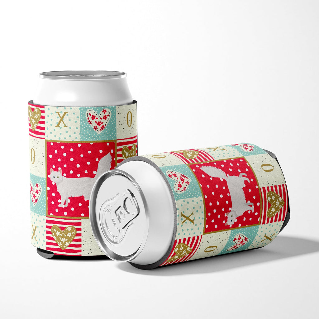 Turkish Angora Cat Love Can or Bottle Hugger Cooler Sleeve for Standard 12 oz Cans, Insulated Foam Beer & Soda Can Hugger Reusable