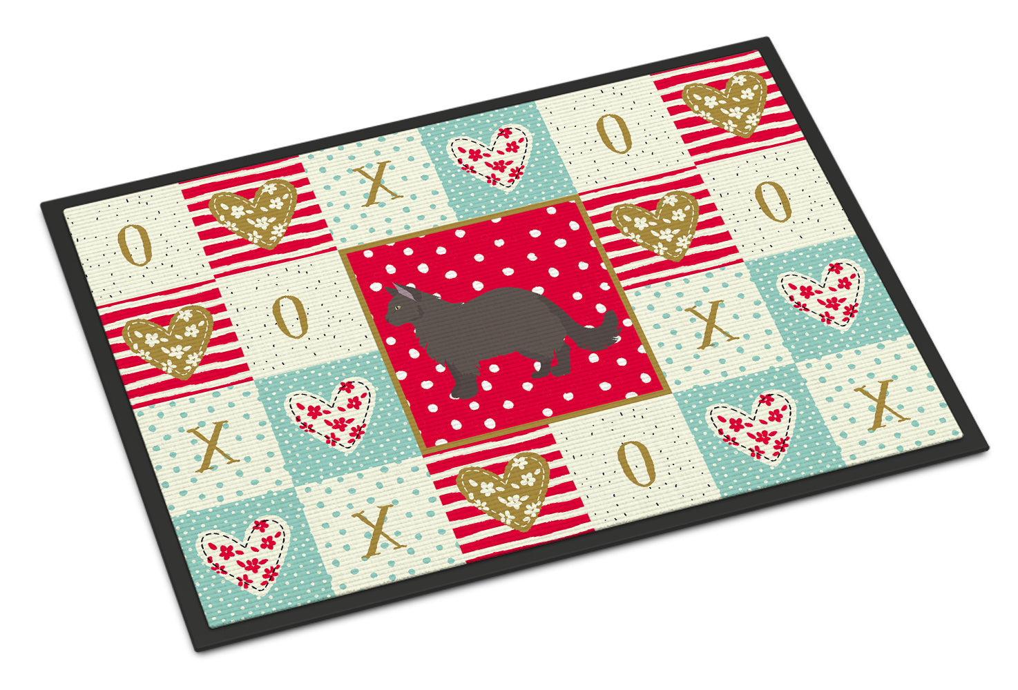 York Chocolate #2 Cat Love Doormat Indoor Outdoor 24H X 36W Front Door Mat Rugs for Entryway, Non Slip Washable Low Pile,