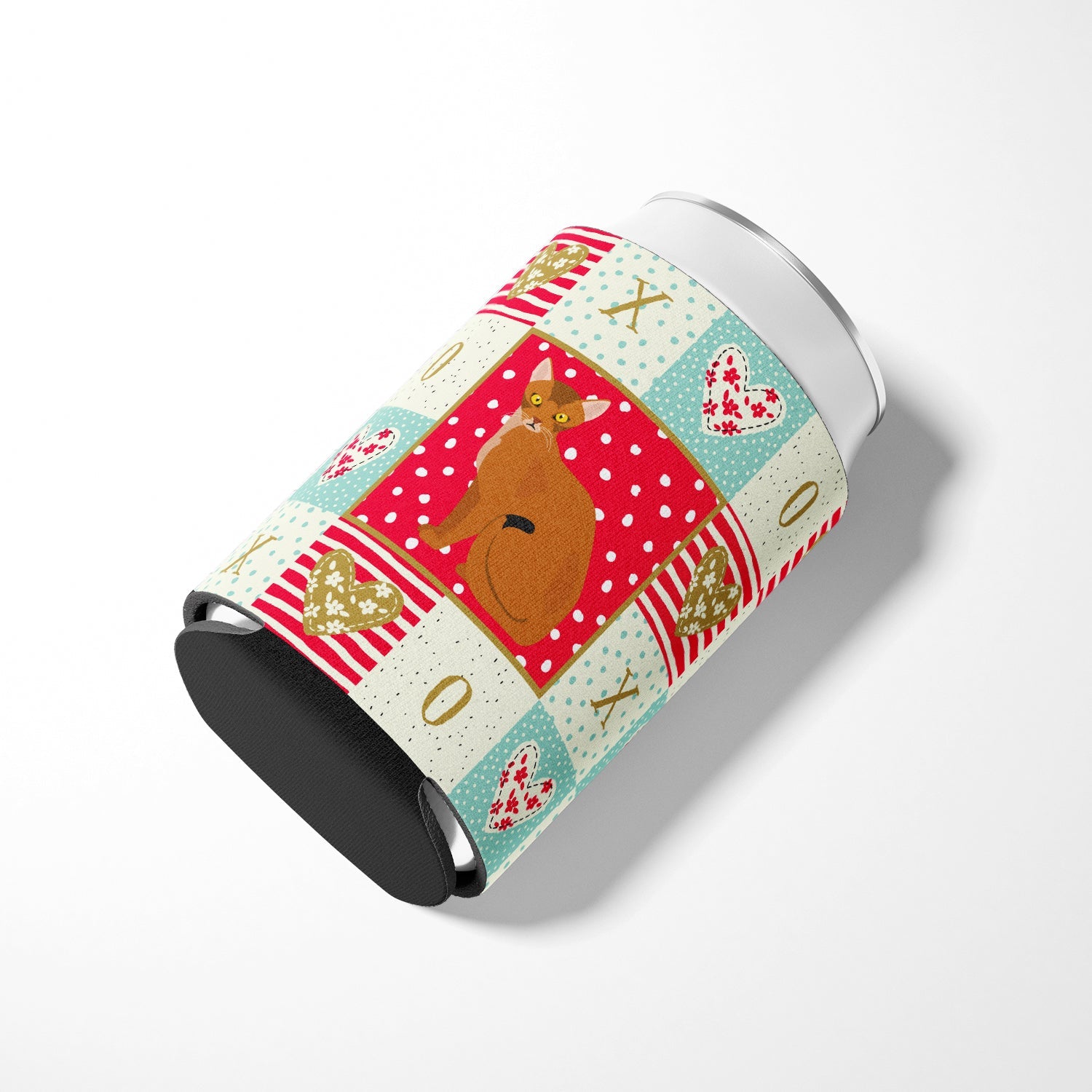 Abyssinian Cat Love Can or Bottle Hugger Cooler Sleeve for Standard 12 oz Cans, Insulated Foam Beer & Soda Can Hugger Reusable