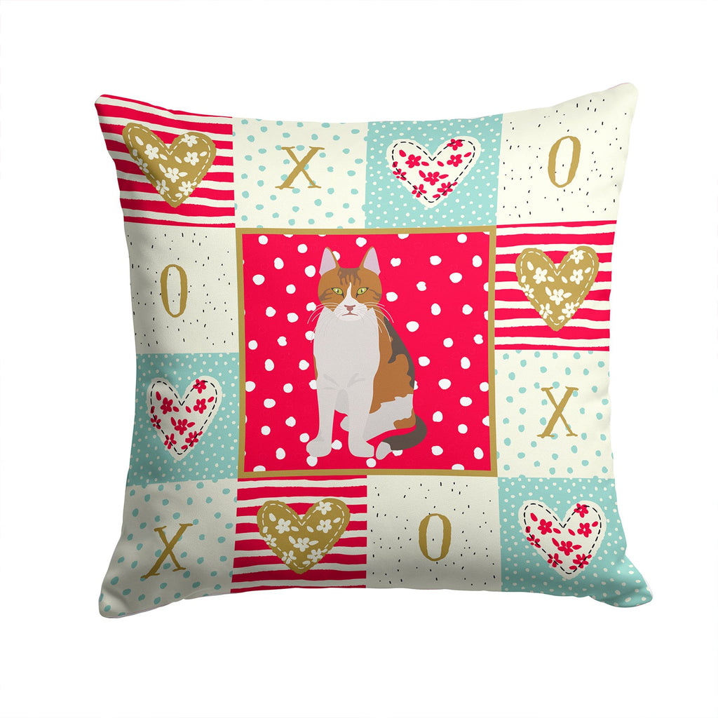 Aegean Cat Love Decorative Throw Pillow 14x14 Indoor Outdoor Accent Cushion, Fabric Cover with Insert for Sofa, Bed, Porch & Living Room