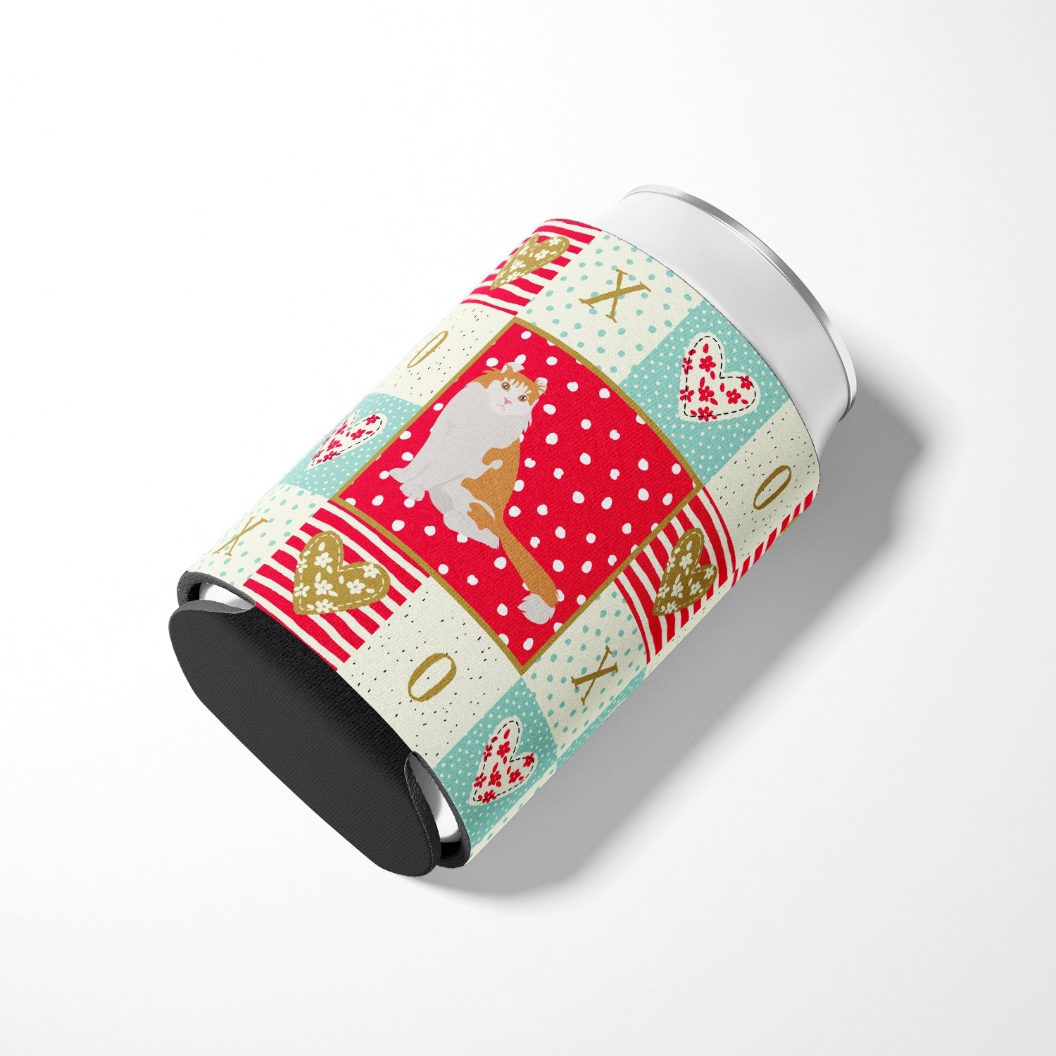 American Curl Cat Love Can or Bottle Hugger Cooler Sleeve for Standard 12 oz Cans, Insulated Foam Beer & Soda Can Hugger Reusable