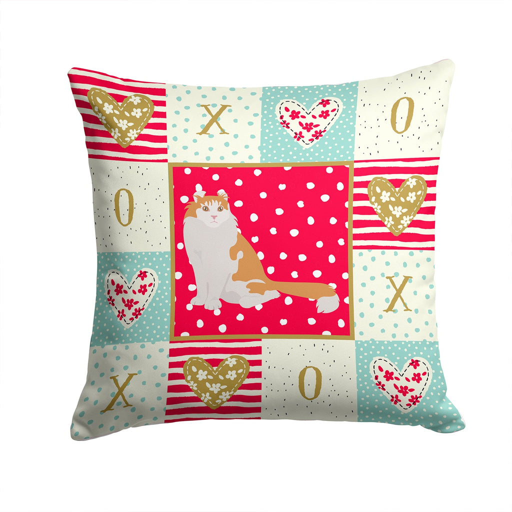 American Curl Cat Love Decorative Throw Pillow 14x14 Indoor Outdoor Accent Cushion, Fabric Cover with Insert for Sofa, Bed, Porch & Living Room