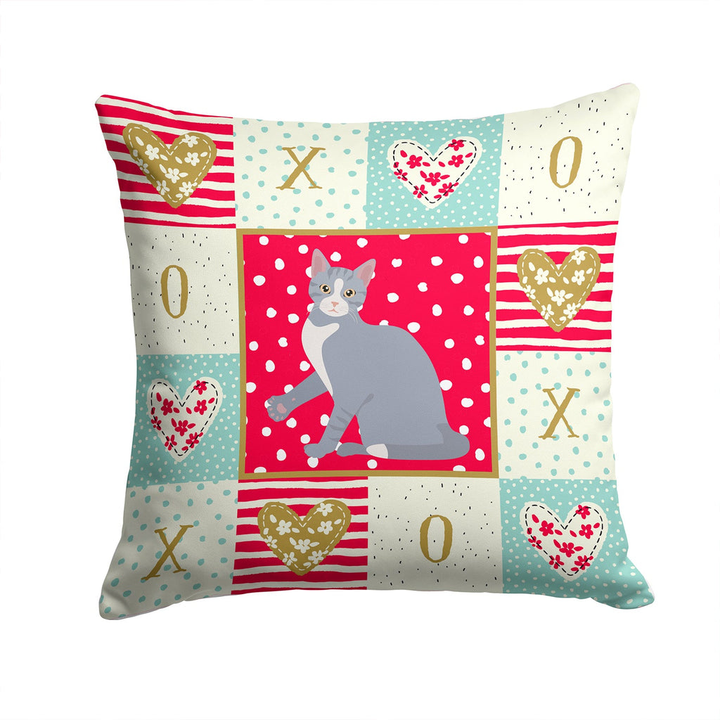 American Polydactyl #2 Cat Love Decorative Throw Pillow 14x14 Indoor Outdoor Accent Cushion, Fabric Cover with Insert for Sofa, Bed, Porch & Living Room