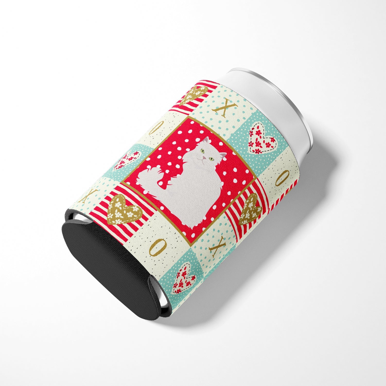 Asian Semi Longhaired Cat Love Can or Bottle Hugger Cooler Sleeve for Standard 12 oz Cans, Insulated Foam Beer & Soda Can Hugger Reusable