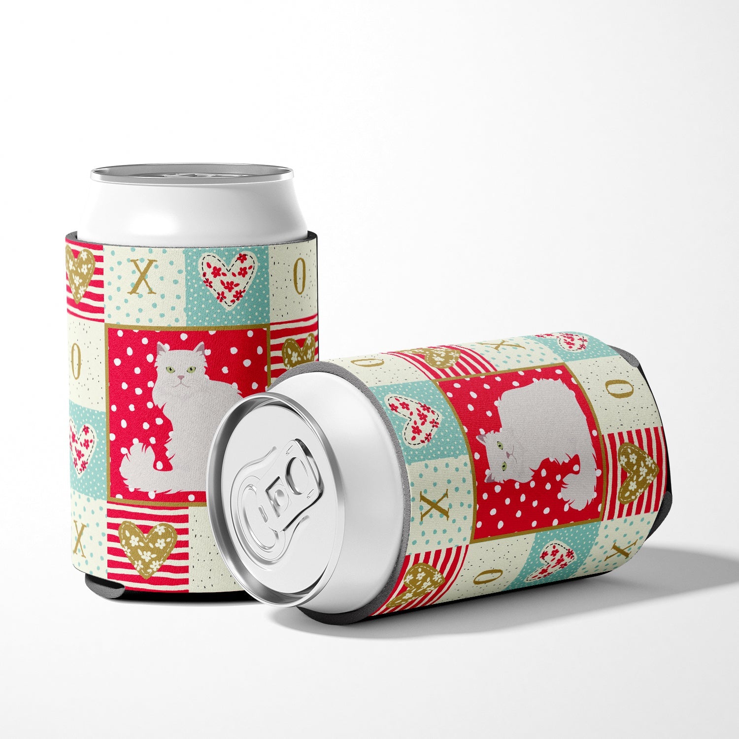 Asian Semi Longhaired Cat Love Can or Bottle Hugger Cooler Sleeve for Standard 12 oz Cans, Insulated Foam Beer & Soda Can Hugger Reusable