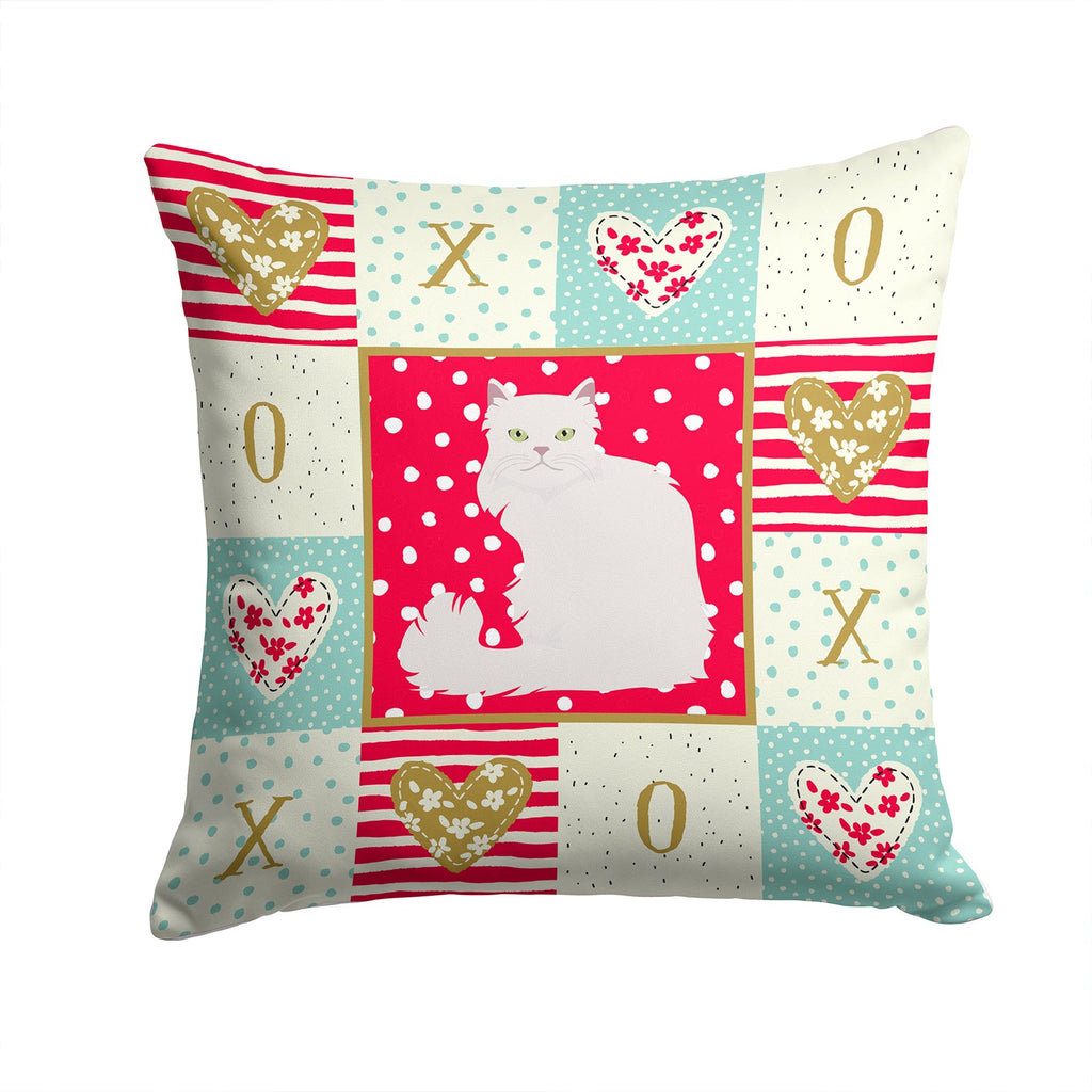 Asian Semi Longhaired Cat Love Decorative Throw Pillow 14x14 Indoor Outdoor Accent Cushion, Fabric Cover with Insert for Sofa, Bed, Porch & Living Room