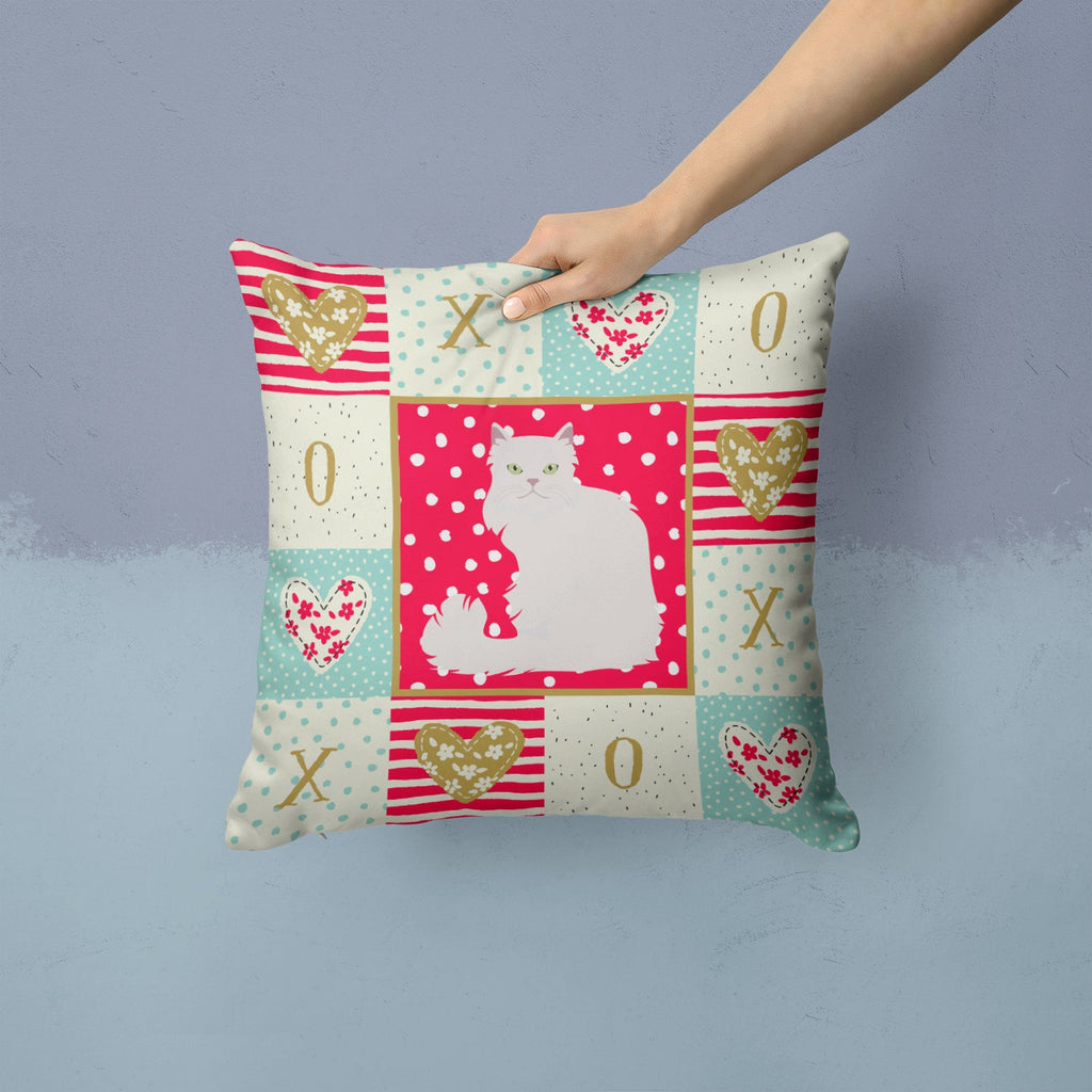 Asian Semi Longhaired Cat Love Decorative Throw Pillow 14x14 Indoor Outdoor Accent Cushion, Fabric Cover with Insert for Sofa, Bed, Porch & Living Room