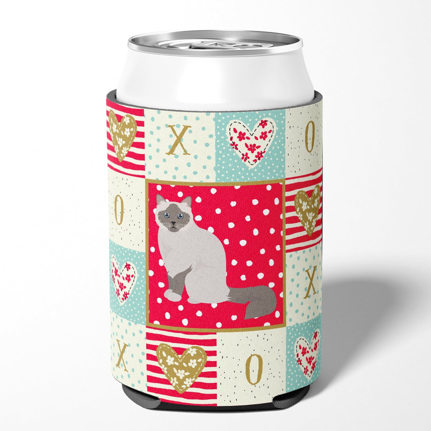 Birman Cat Love Can or Bottle Hugger Cooler Sleeve for Standard 12 oz Cans, Insulated Foam Beer & Soda Can Hugger Reusable