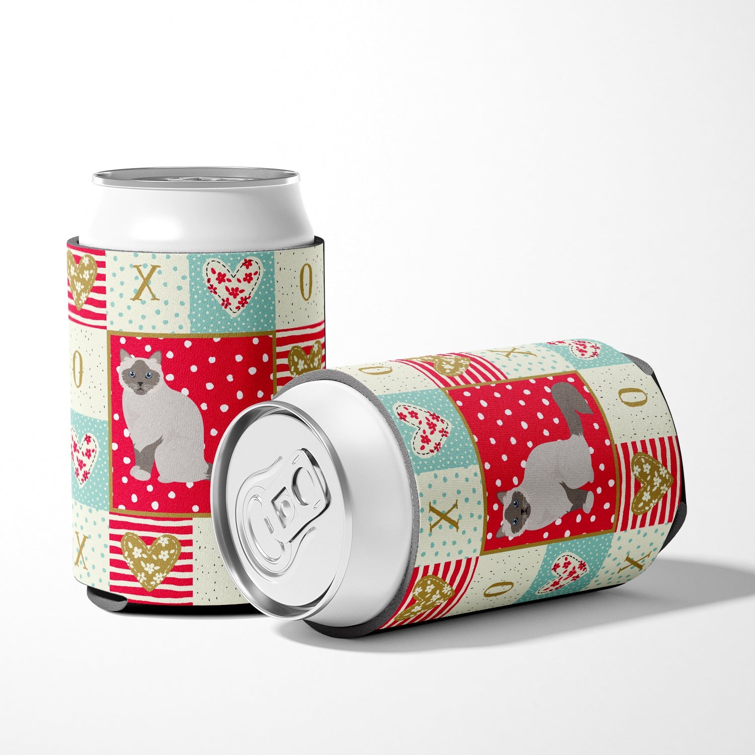 Birman Cat Love Can or Bottle Hugger Cooler Sleeve for Standard 12 oz Cans, Insulated Foam Beer & Soda Can Hugger Reusable