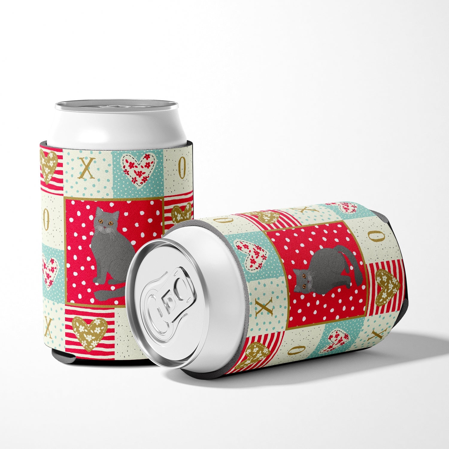 British Semi Longhair Cat Love Can or Bottle Hugger Cooler Sleeve for Standard 12 oz Cans, Insulated Foam Beer & Soda Can Hugger Reusable