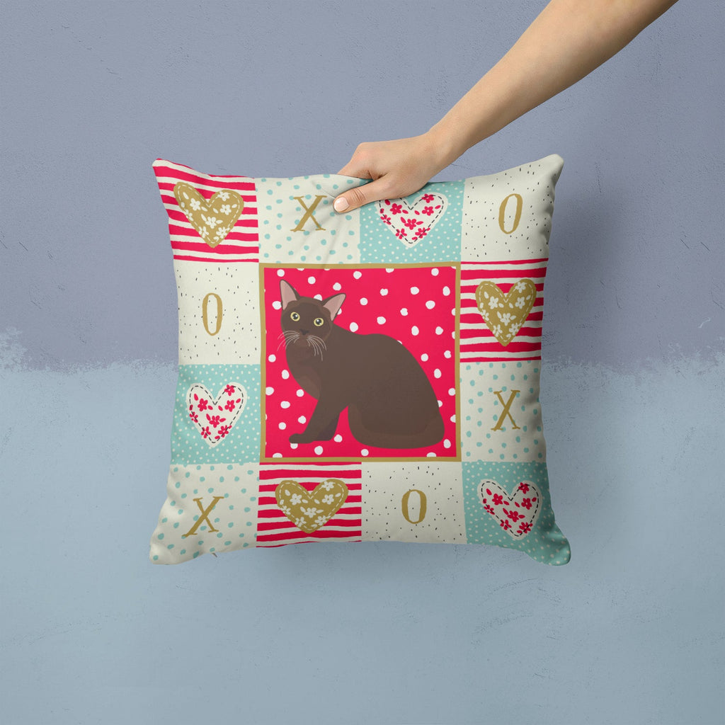 Burmese Cat Love Decorative Throw Pillow 14x14 Indoor Outdoor Accent Cushion, Fabric Cover with Insert for Sofa, Bed, Porch & Living Room