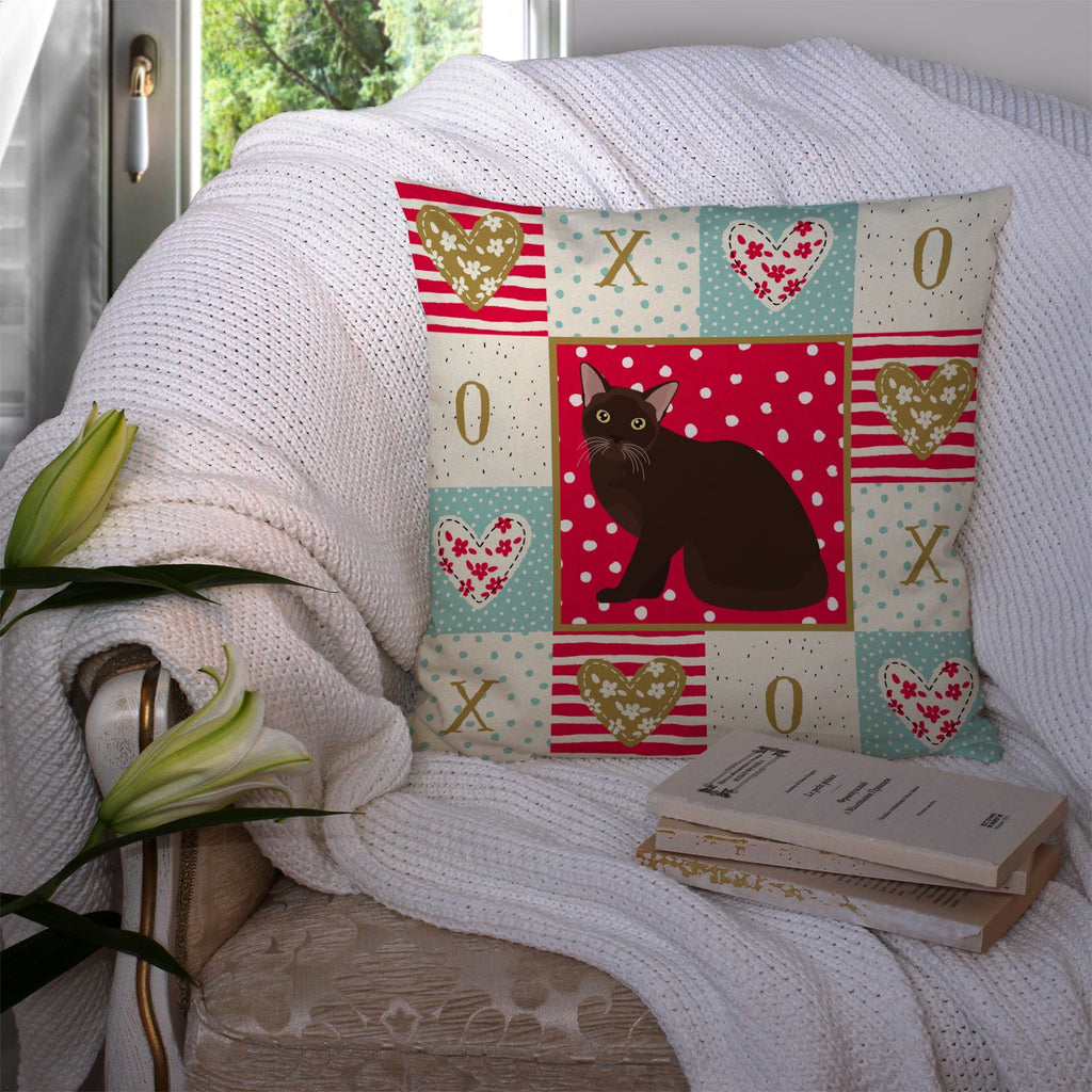 Burmese Cat Love Decorative Throw Pillow 14x14 Indoor Outdoor Accent Cushion, Fabric Cover with Insert for Sofa, Bed, Porch & Living Room