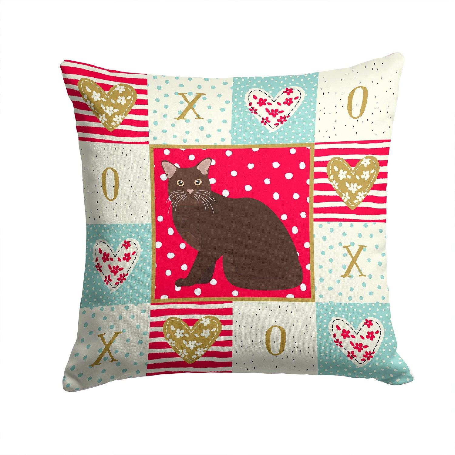 Burmese #2 Cat Love Decorative Throw Pillow 14x14 Indoor Outdoor Accent Cushion, Fabric Cover with Insert for Sofa, Bed, Porch & Living Room
