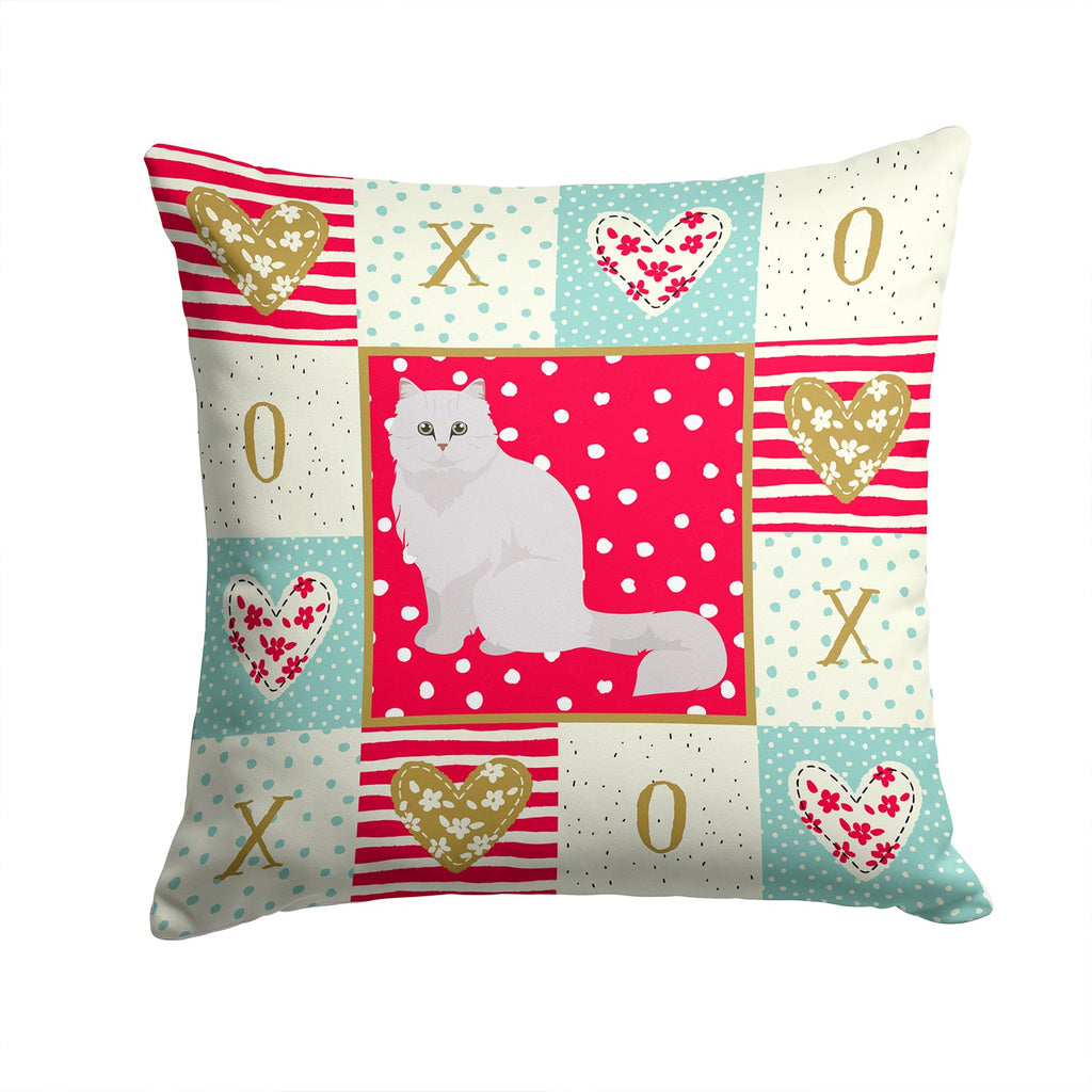 Chinchilla Persian Longhair Cat Love Decorative Throw Pillow 14x14 Indoor Outdoor Accent Cushion, Fabric Cover with Insert for Sofa, Bed, Porch & Living Room