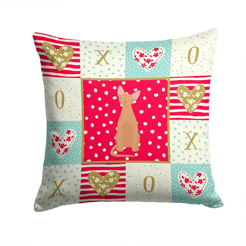 Devon Rex #1 Cat Love Decorative Throw Pillow 14x14 Indoor Outdoor Accent Cushion, Fabric Cover with Insert for Sofa, Bed, Porch & Living Room