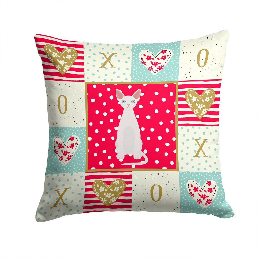 Devon Rex #2 Cat Love Decorative Throw Pillow 14x14 Indoor Outdoor Accent Cushion, Fabric Cover with Insert for Sofa, Bed, Porch & Living Room