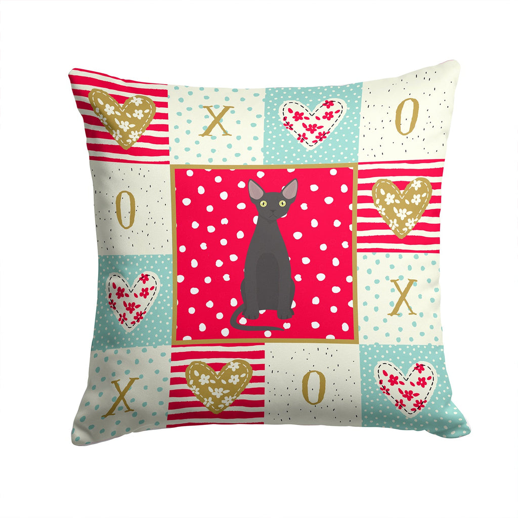 Devon Rex #3 Cat Love Decorative Throw Pillow 14x14 Indoor Outdoor Accent Cushion, Fabric Cover with Insert for Sofa, Bed, Porch & Living Room