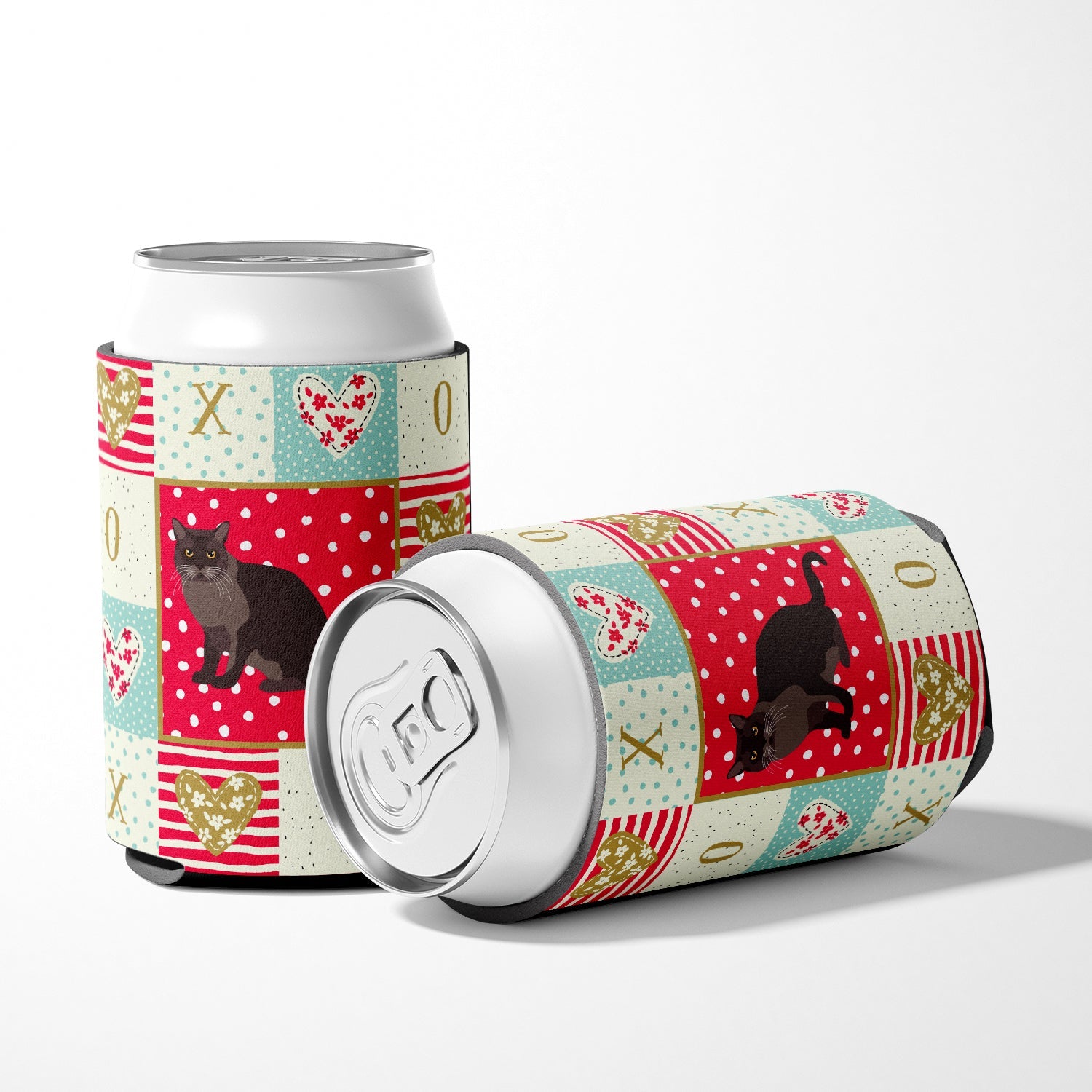 European Burmese Cat Love Can or Bottle Hugger Cooler Sleeve for Standard 12 oz Cans, Insulated Foam Beer & Soda Can Hugger Reusable