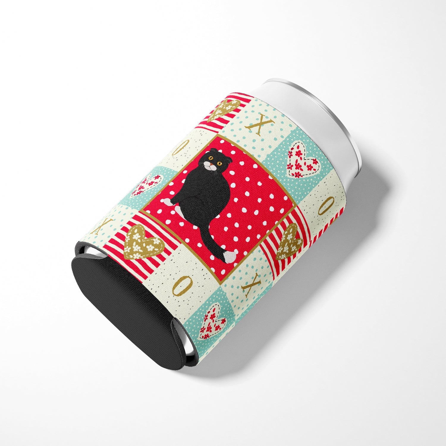 Foldex Exotic Fold #2 Cat Love Can or Bottle Hugger Cooler Sleeve for Standard 12 oz Cans, Insulated Foam Beer & Soda Can Hugger Reusable