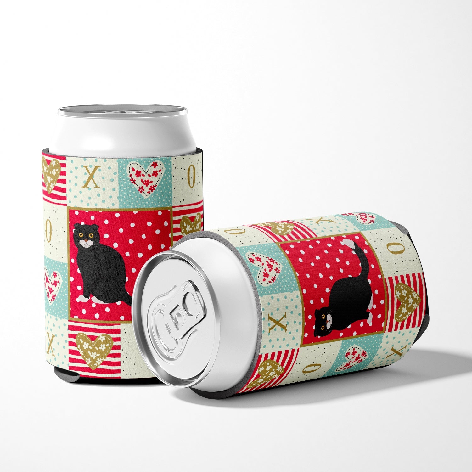 Foldex Exotic Fold #2 Cat Love Can or Bottle Hugger Cooler Sleeve for Standard 12 oz Cans, Insulated Foam Beer & Soda Can Hugger Reusable