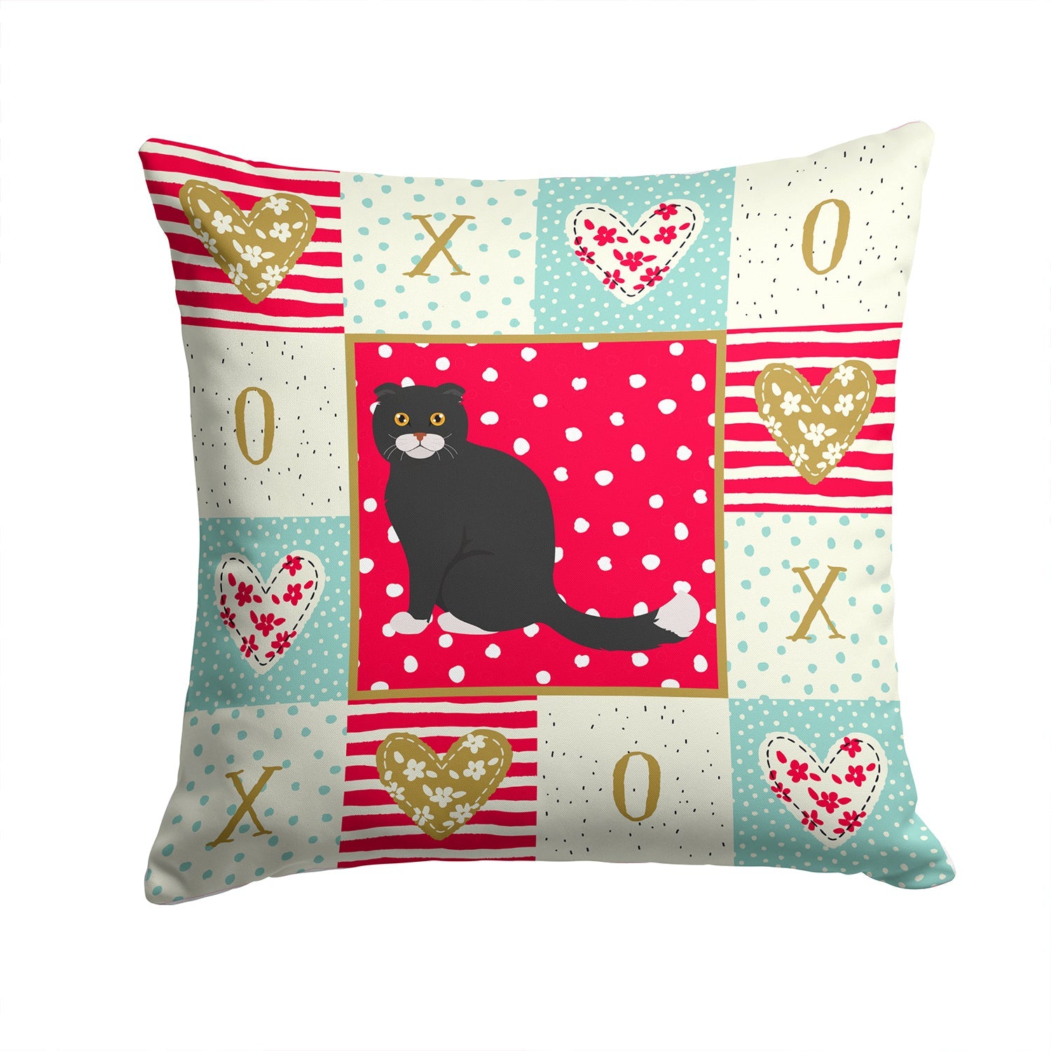 Foldex Exotic Fold #2 Cat Love Decorative Throw Pillow 14x14 Indoor Outdoor Accent Cushion, Fabric Cover with Insert for Sofa, Bed, Porch & Living Room