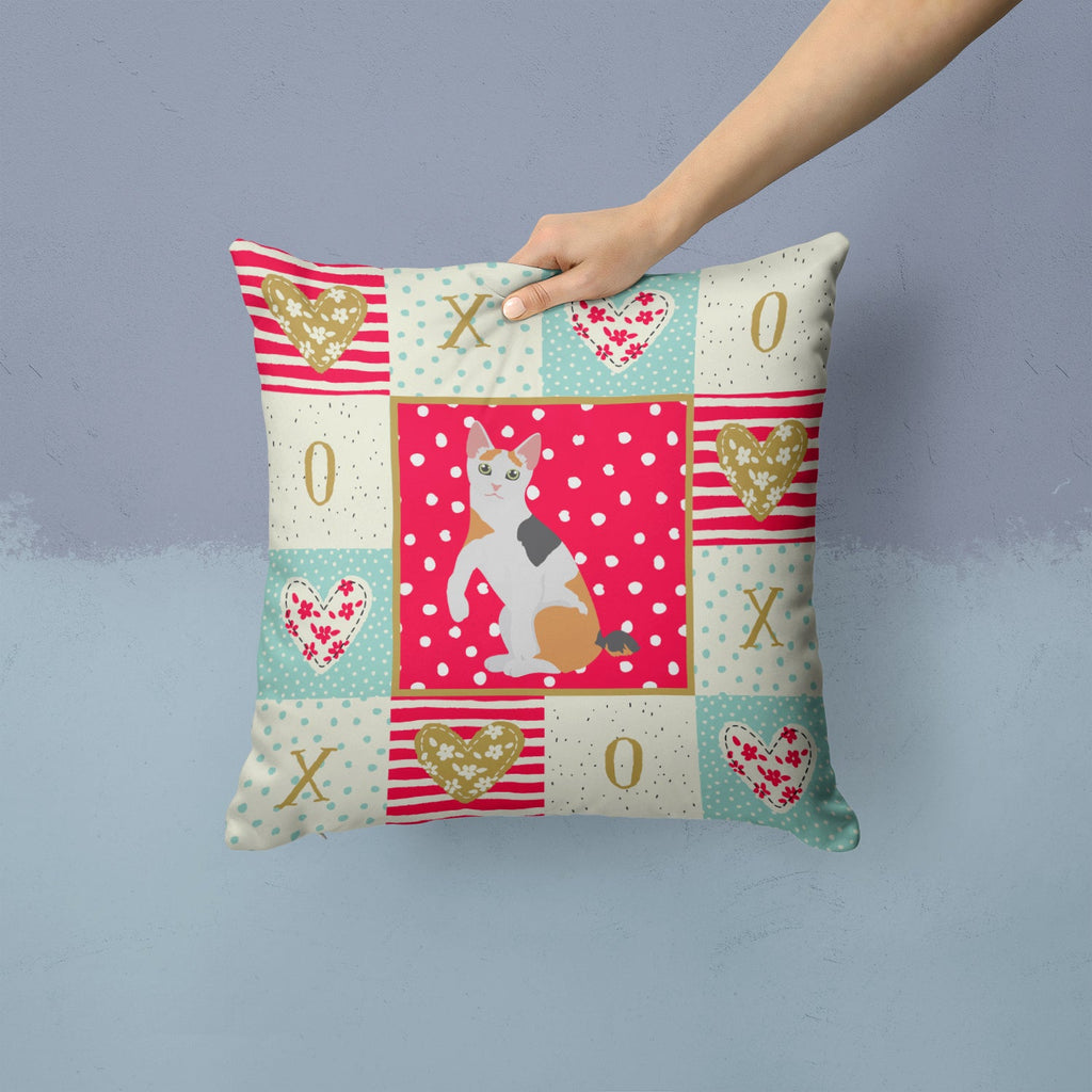 Japanese Bobtail Cat Love Decorative Throw Pillow 14x14 Indoor Outdoor Accent Cushion, Fabric Cover with Insert for Sofa, Bed, Porch & Living Room