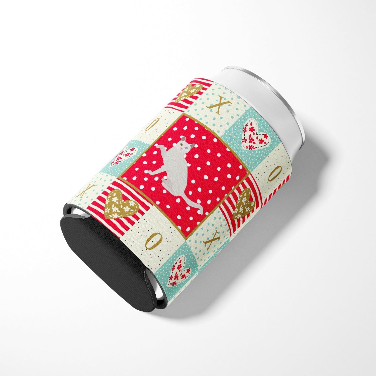 Khao Manee Cat Love Can or Bottle Hugger Cooler Sleeve for Standard 12 oz Cans, Insulated Foam Beer & Soda Can Hugger Reusable
