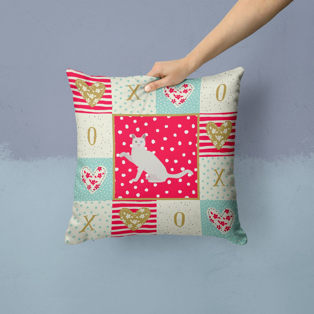 Khao Manee Cat Love Decorative Throw Pillow 14x14 Indoor Outdoor Accent Cushion, Fabric Cover with Insert for Sofa, Bed, Porch & Living Room
