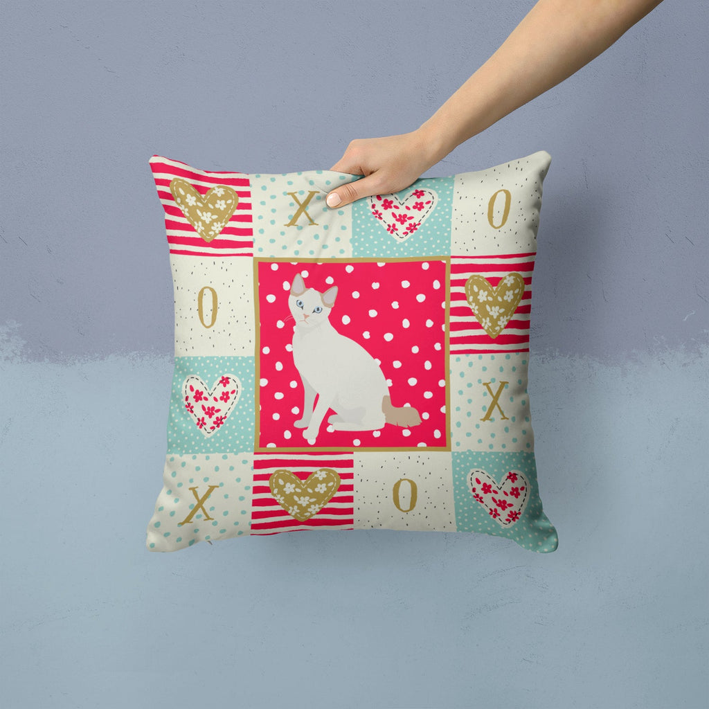 Korean Bobtail Cat Love Decorative Throw Pillow 14x14 Indoor Outdoor Accent Cushion, Fabric Cover with Insert for Sofa, Bed, Porch & Living Room
