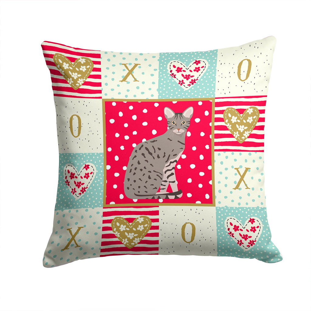 Ocicat Cat Love Decorative Throw Pillow 14x14 Indoor Outdoor Accent Cushion, Fabric Cover with Insert for Sofa, Bed, Porch & Living Room