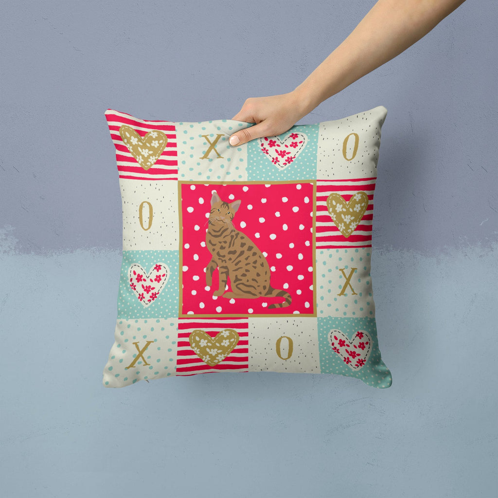 Ocicat #2 Cat Love Decorative Throw Pillow 14x14 Indoor Outdoor Accent Cushion, Fabric Cover with Insert for Sofa, Bed, Porch & Living Room